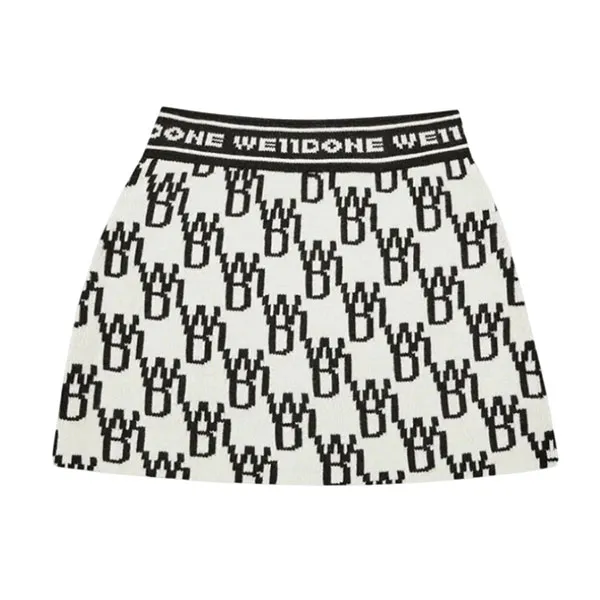 Chân Váy Nữ We11done All Over Logo Knit In White WD00135IVOM Màu Đen Trắng Size M - Thời trang - Vua Hàng Hiệu