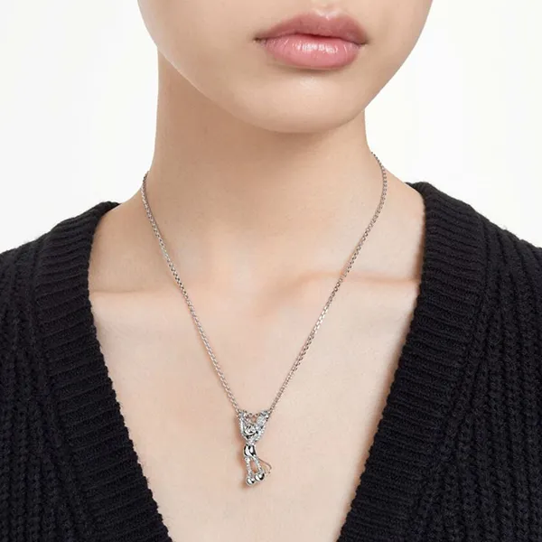 Dây Chuyền Swarovski Disney Mickey Mouse Layered Pendant White, Rhodium Plated 5668780 Màu Bạc
