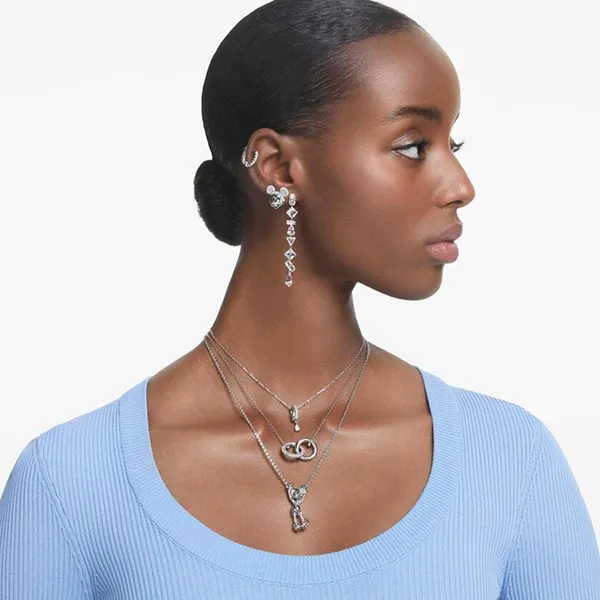 Dây Chuyền Swarovski Disney Mickey Mouse Layered Pendant White, Rhodium Plated 5668780 Màu Bạc