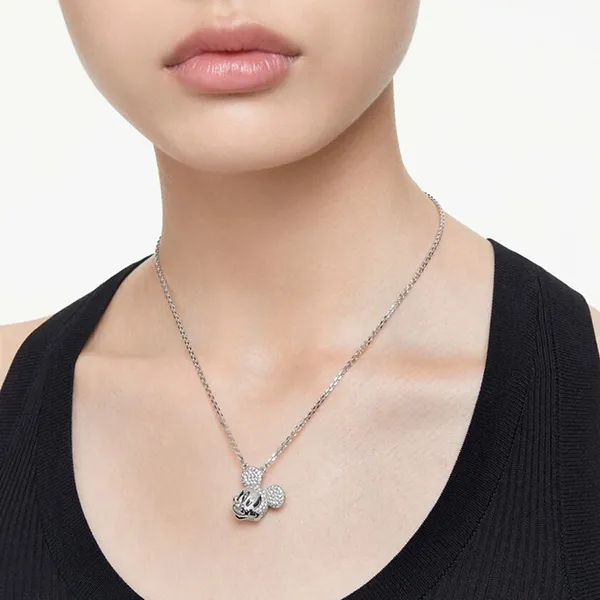 Dây Chuyền Swarovski Disney Mickey Mouse Pendant White, Rhodium Plated 5669116 Màu Bạc