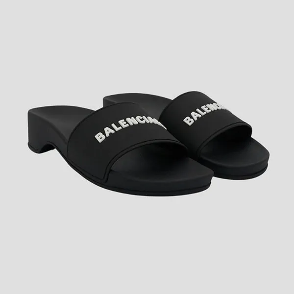 Dép Nữ Balenciaga Flat Sandals In Black Rubber 707094W1S9M1090 Màu Đen Size 39