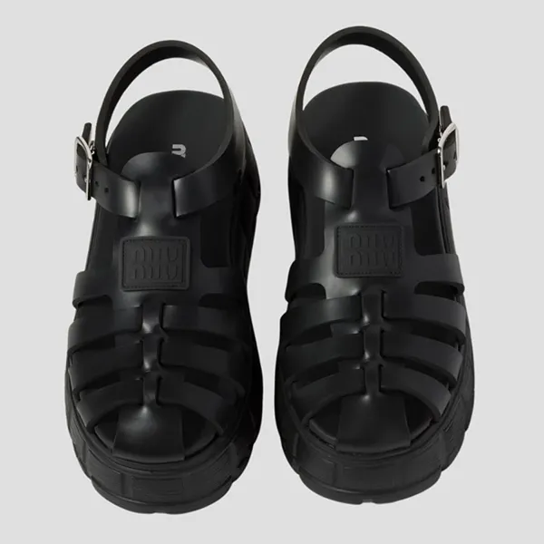 Dép Nữ Miu Miu In Black Rubber 5X140E 3LKK F0002 Sandals Màu Đen Size 38 - Dép - Vua Hàng Hiệu