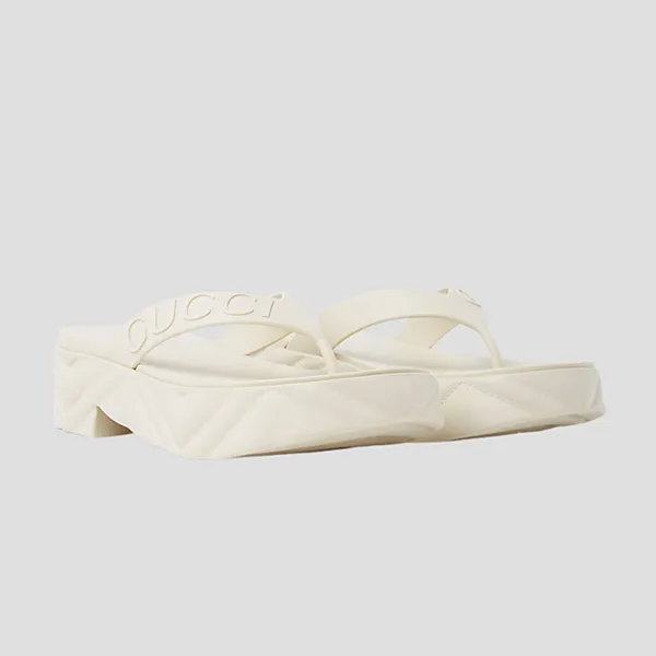 Dép Xỏ Ngón Nữ Gucci Thong Platform Sandal 746334 JFM00 9022 Màu Trắng Kem Size 37 - Dép - Vua Hàng Hiệu