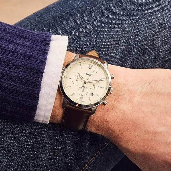 Đồng Hồ Nam Fossil Neutra Chronograph Brown Leather Watch FS5380 Màu Nâu Kem