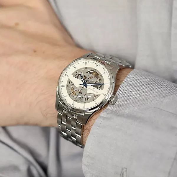 Đồng Hồ Nam Hamilton Jazzmaster Skeleton Spiky-H Watch H42535110 Màu Bạc