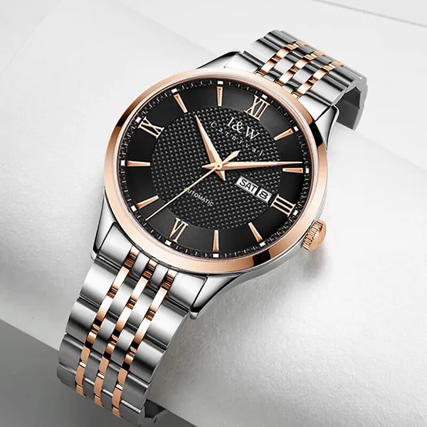 Đồng Hồ Nam I&W Carnival Automatic Watch IW520G-DT (IW520G8) Màu Bạc/Vàng Hồng Mặt Đen - Đồng hồ - Vua Hàng Hiệu