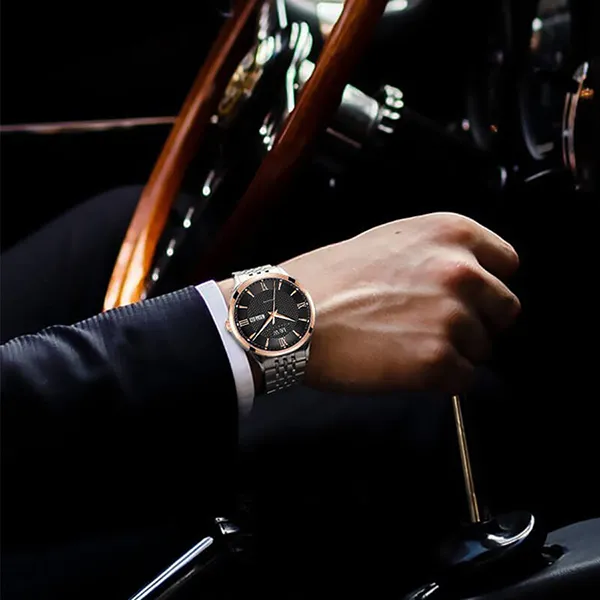Đồng Hồ Nam I&W Carnival Automatic Watch IW520G-DT (IW520G8) Màu Bạc/Vàng Hồng Mặt Đen - Đồng hồ - Vua Hàng Hiệu