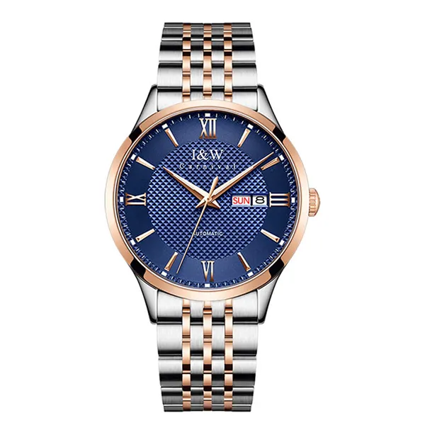 Đồng Hồ Nam I&W Carnival Automatic Watch IW520G-DT (IW520G9) Màu Bạc/Vàng Hồng Mặt Xanh - Đồng hồ - Vua Hàng Hiệu