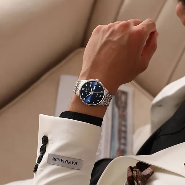 Đồng Hồ Nam I&W Carnival Automatic Watch IW555G-DT (IW555G5) Màu Bạc Phối Xanh Navy