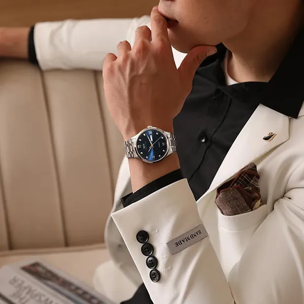 Đồng Hồ Nam I&W Carnival Automatic Watch IW555G-DT (IW555G5) Màu Bạc Phối Xanh Navy