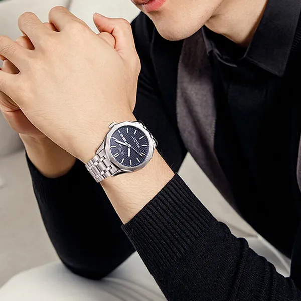 Đồng Hồ Nam I&W Carnival Automatic Watch IW563G-DT (IW563G1) Màu Bạc Phối Xanh Navy