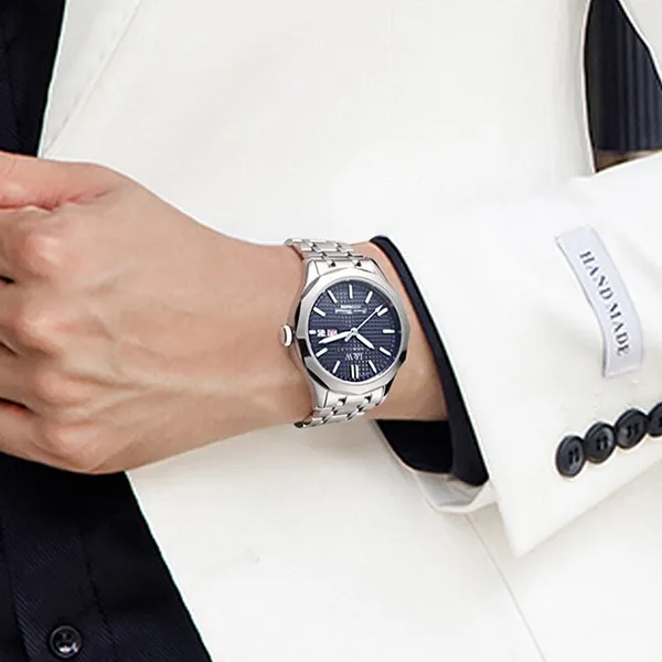 Đồng Hồ Nam I&W Carnival Automatic Watch IW563G-DT (IW563G1) Màu Bạc Phối Xanh Navy