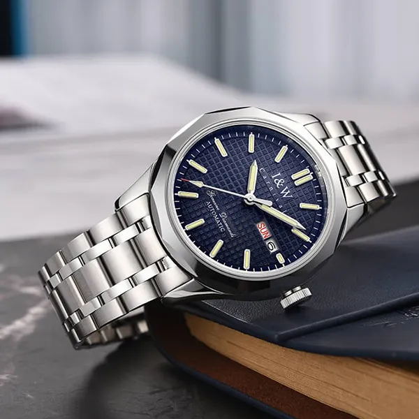 Đồng Hồ Nam I&W Carnival Automatic Watch IW563G-DT (IW563G1) Màu Bạc Phối Xanh Navy