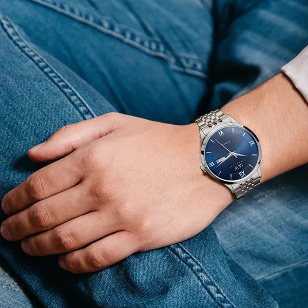 Đồng Hồ Nam I&W Carnival Automatic Watch IW510G-DT (IW510G12) Màu Bạc Phối Xanh Navy