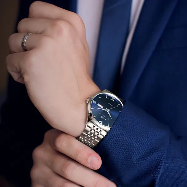 Đồng Hồ Nam I&W Carnival Automatic Watch IW510G-DT (IW510G12) Màu Bạc Phối Xanh Navy
