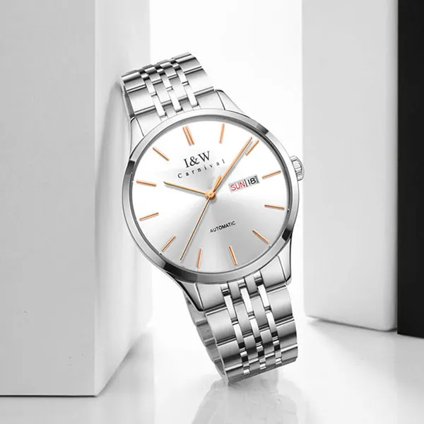 Đồng Hồ Nam I&W Carnival IW508G-DT (IW508G1) Automatic Màu Bạc