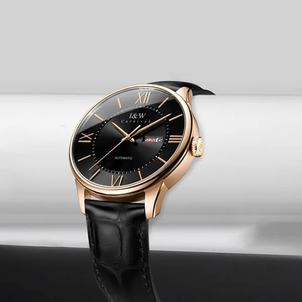 Đồng Hồ Nam I&W Carnival IW515G-DD (IW515G3) Automatic Màu Đen/ Vàng Hồng