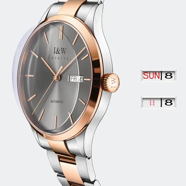 Đồng Hồ Nam I&W Carnival IW530G-DT Automatic (IW530G3) Màu Xám Vàng