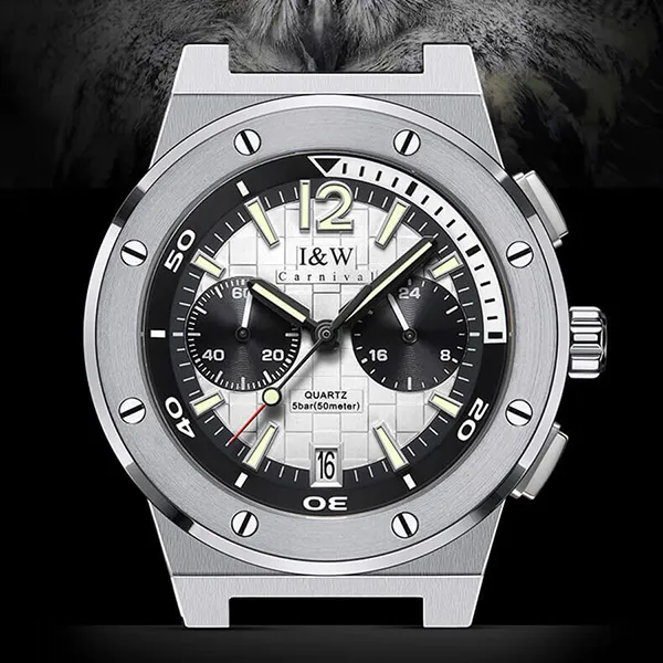 Đồng Hồ Nam I&W Carnival IW605G-DD (IW605G6) Quartz Màu Đen Bạc