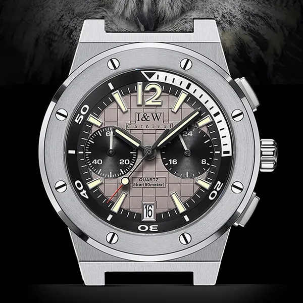 Đồng Hồ Nam I&W Carnival IW605G-DD (IW605G7) Quartz Màu Đen Bạc