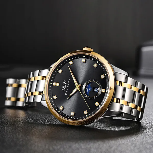 Đồng Hồ Nam I&W Carnival IW625G-DT (IW625G3) Automatic Màu Đen Bạc - Đồng hồ - Vua Hàng Hiệu