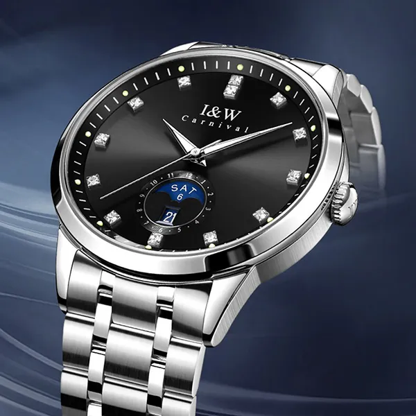 Đồng Hồ Nam I&W Carnival IW625G-DT (IW625G6) Automatic Màu Đen Bạc - Đồng hồ - Vua Hàng Hiệu