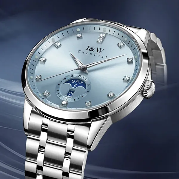 Đồng Hồ Nam I&W Carnival IW625G-DT (IW625G8) Automatic Màu Bạc Xanh