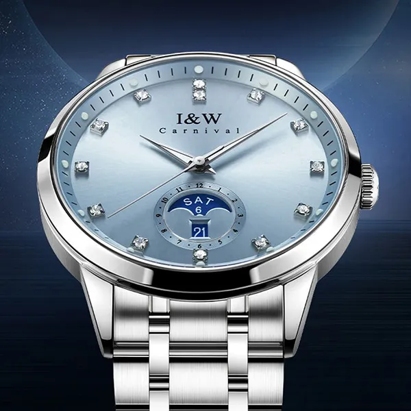 Đồng Hồ Nam I&W Carnival IW625G-DT (IW625G8) Automatic Màu Bạc Xanh