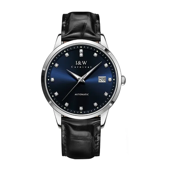 Đồng Hồ Nam I&W Carnival Leather Strap Automatic Watch IW683G-DD (IW683G2) Màu Bạc Phối Xanh Navy
