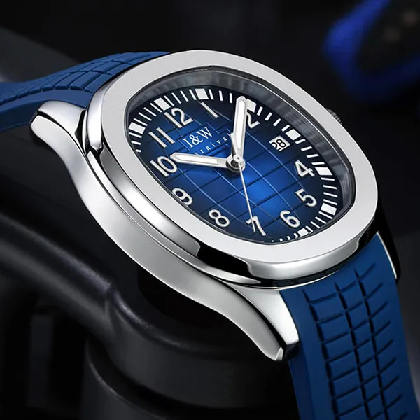 Đồng Hồ Nam I&W Carnival Silicone Strap Automatic Watch IW722G-DS (IW722G1) Màu Bạc Phối Xanh Navy - Đồng hồ - Vua Hàng Hiệu