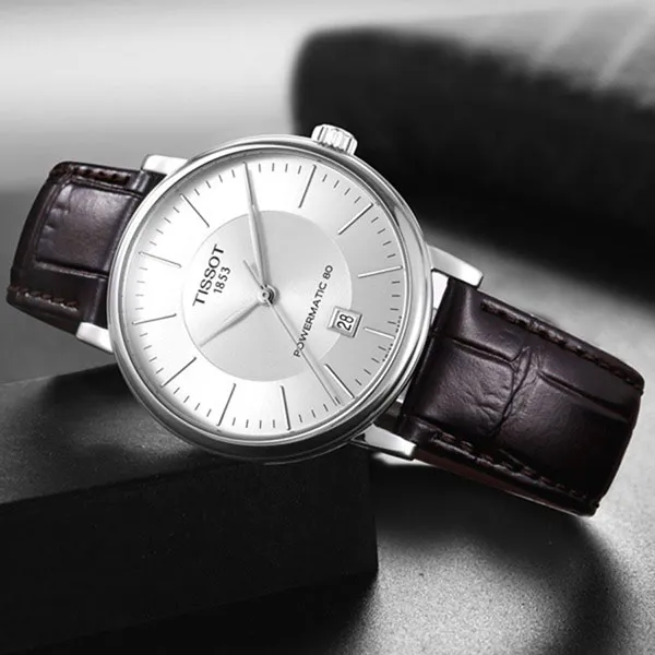 Đồng Hồ Nam Tissot Carson Powermatic 80 T122.407.16.031.00 (T1224071603100) Màu Nâu Trắng