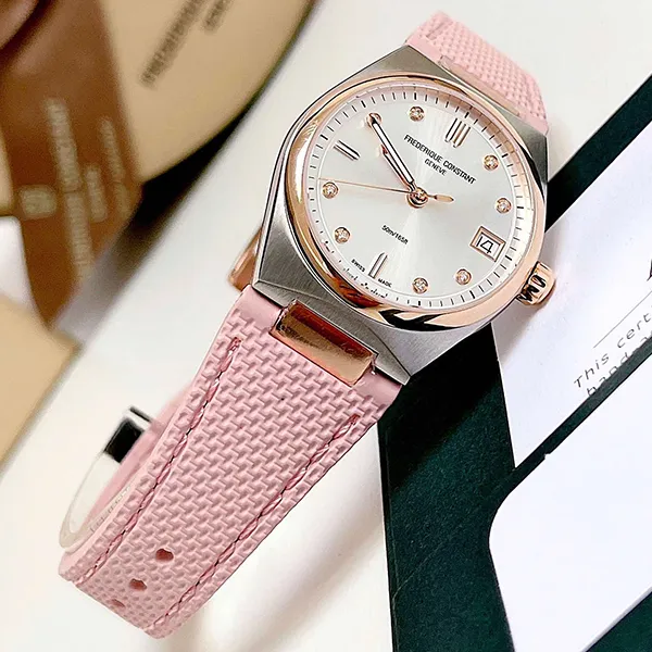 Đồng Hồ Nữ Frederique Constant Highlife Quartz Lady Diamond Watch FC-240VD2NH2B Màu Bạc Vàng Hồng (Kèm Dây Da)