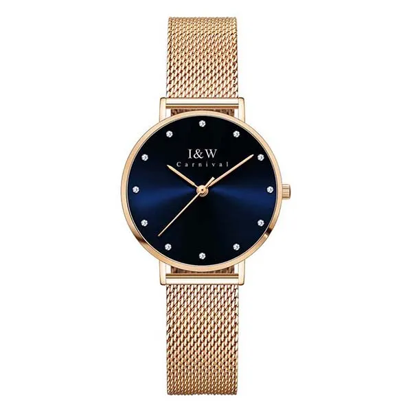 Đồng Hồ Nữ I&W Carnival Watch IW8793L-DT (IW8793L21) Màu Xanh Navy - Vàng Hồng