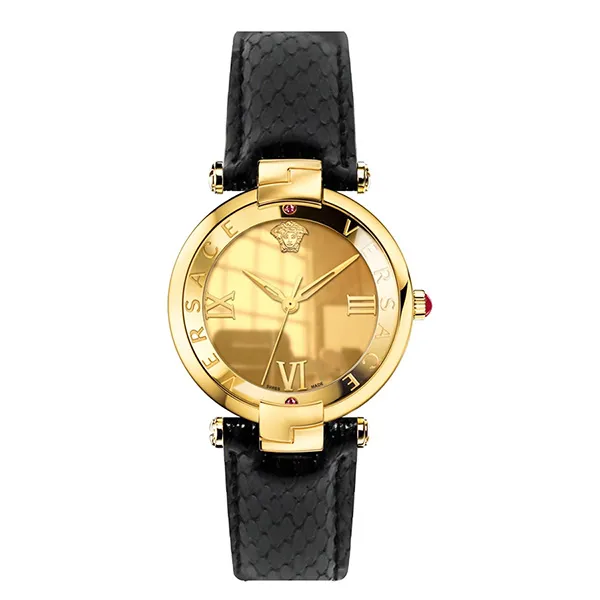 Đồng Hồ Nữ Versace Revive Leather Watch 35mm VEAI00219 Màu Đen