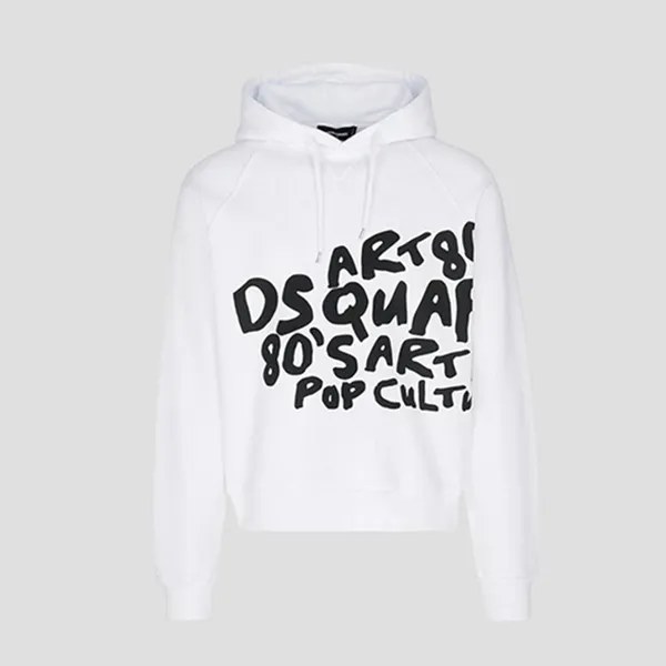Áo Hoodie Nam Dsquared2 White With D2 Pop 80's Logo Printed S74GU0775 S25551 100W Màu Trắng Size XS