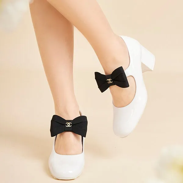 Giày Cao Gót Nữ Chanel Mary Janes In White Leather G45356B15113NT688 Màu Trắng Size 36