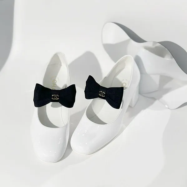 Giày Cao Gót Nữ Chanel Mary Janes In White Leather G45356B15113NT688 Màu Trắng Size 36