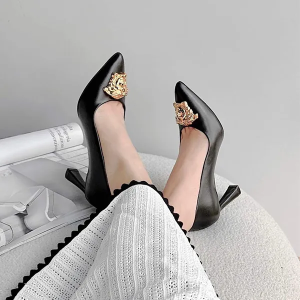 Giày Cao Gót Versace Medusa In Black Leather 1009702 1A02087 1B00V Màu Đen Size 38 - Giày - Vua Hàng Hiệu