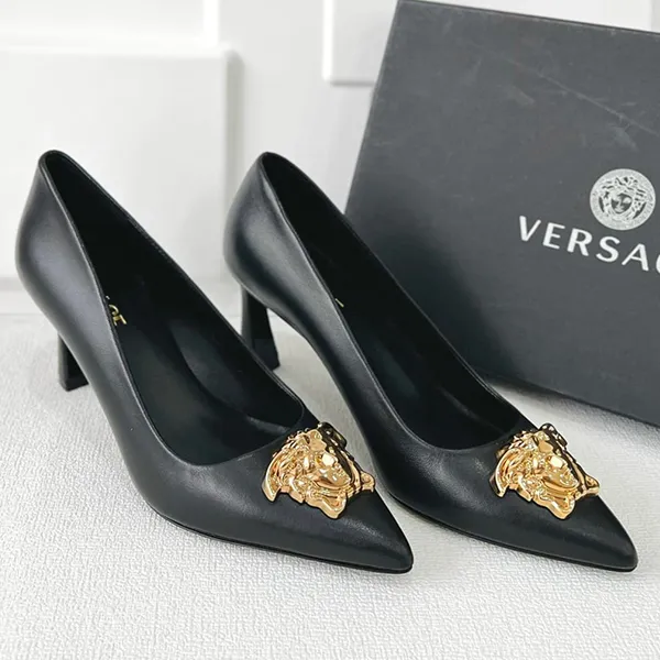 Giày Cao Gót Versace Medusa In Black Leather 1009702 1A02087 1B00V Màu Đen Size 38 - Giày - Vua Hàng Hiệu