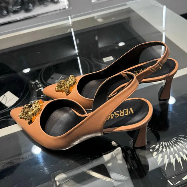 Giày Cao Gót Versace Medusa In Brown Leather 1009701 1A02087 1K26V Màu Nâu Size 38 - Giày - Vua Hàng Hiệu