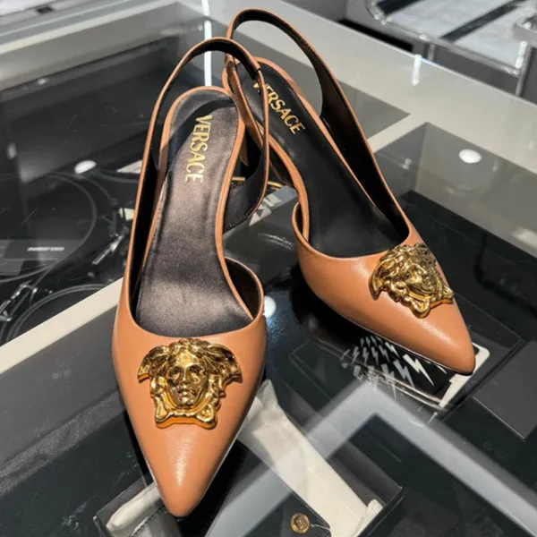 Giày Cao Gót Versace Medusa In Brown Leather 1009701 1A02087 1K26V Màu Nâu Size 38 - Giày - Vua Hàng Hiệu