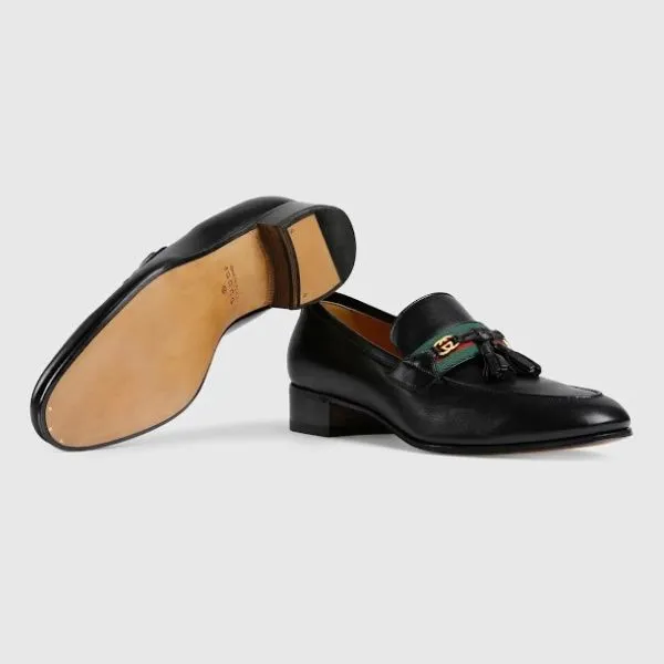 Giày Lười Nam Gucci Men’s Loafer With Web And Interlocking 624720 Màu Đen Size 5 - Giày - Vua Hàng Hiệu