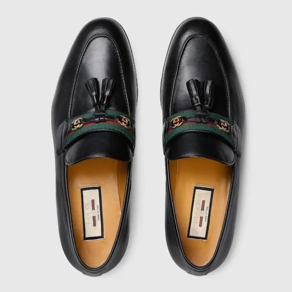 Giày Lười Nam Gucci Men’s Loafer With Web And Interlocking 624720 Màu Đen Size 5 - Giày - Vua Hàng Hiệu