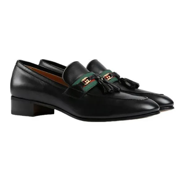 Giày Lười Nam Gucci Men’s Loafer With Web And Interlocking 624720 Màu Đen Size 5 - Giày - Vua Hàng Hiệu