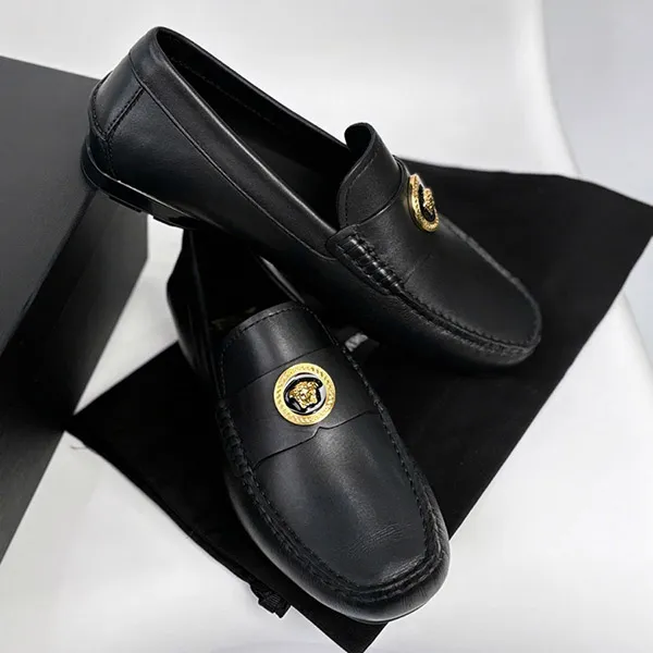 Giày Lười Nam Versace Medusa In Black Leather Shoes 1015591 1A08897 1B00V Màu Đen Size 41 - Giày - Vua Hàng Hiệu