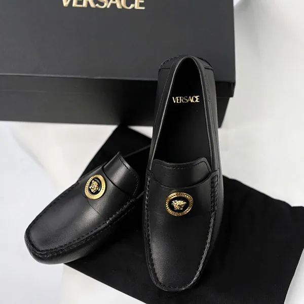 Giày Lười Nam Versace Medusa In Black Leather Shoes 1015591 1A08897 1B00V Màu Đen Size 41 - Giày - Vua Hàng Hiệu