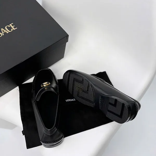Giày Lười Nam Versace Medusa In Black Leather Shoes 1015591 1A08897 1B00V Màu Đen Size 41 - Giày - Vua Hàng Hiệu