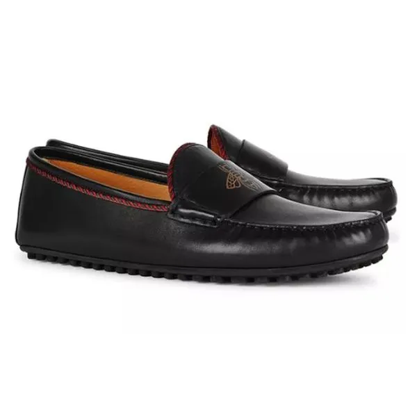 Giày Lười Nữ Gucci Loafer Bee Driver Black 497117 Màu Đen Size 5.5