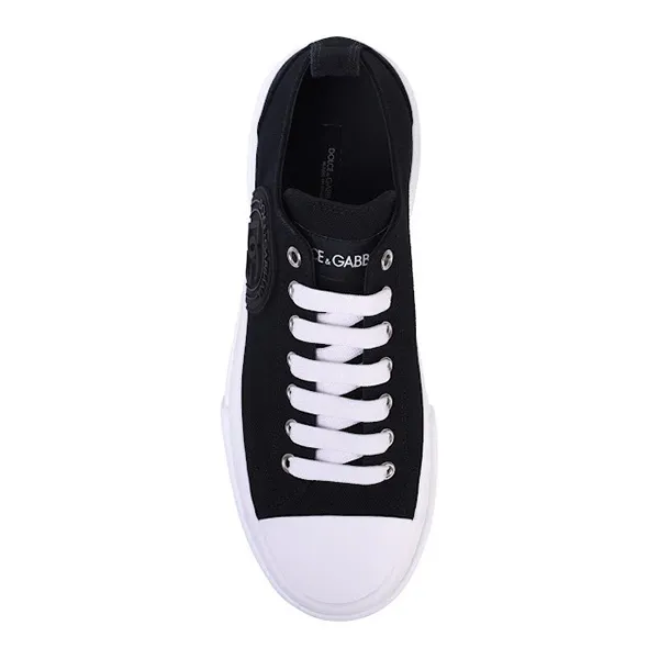 Giày Sneaker Nam Dolce & Gabbana D&G Canvas Portofino Black Sneakers CS1888 Màu Đen Size 5.5