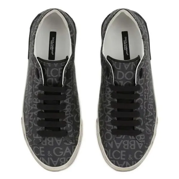 Giày Sneaker Nam Dolce & Gabbana D&G Logo Jacquard CS2203 Màu Đen Họa Tiết Size 6